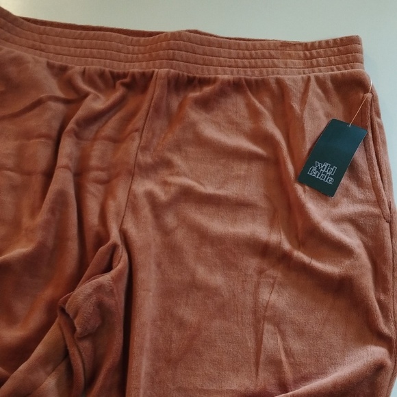 Sweatpants NWT women's Large Deep Orange Color Velvet Feel Jogger Style - Picture 3 of 6